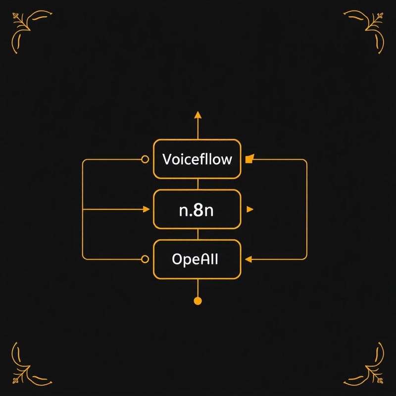 Diagram technologického stacku chatbota — Voiceflow, n8n, OpenAI